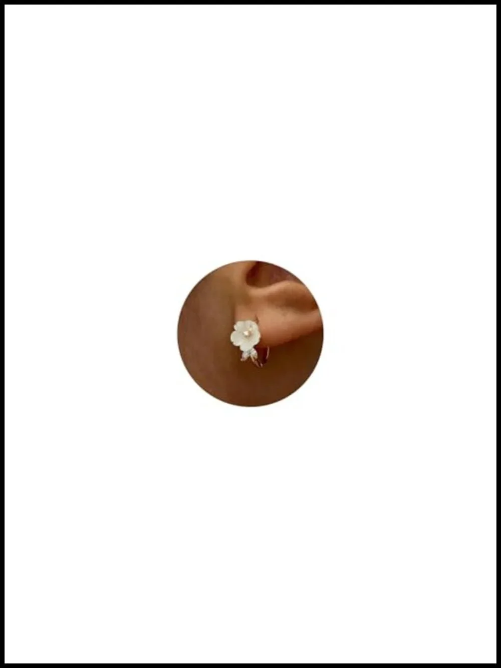 Mother of Pearl Flower Hoop Earrings, 14K Gold Plated Huggies, Bridal Gift